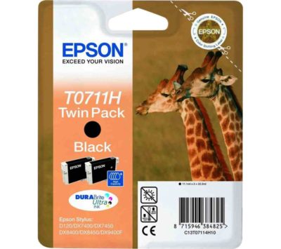 EPSON Giraffe T0711H Black Ink Cartridges - Twin Pack EPSON Giraffe T0711H Black Ink Cartridges - Twin Pack